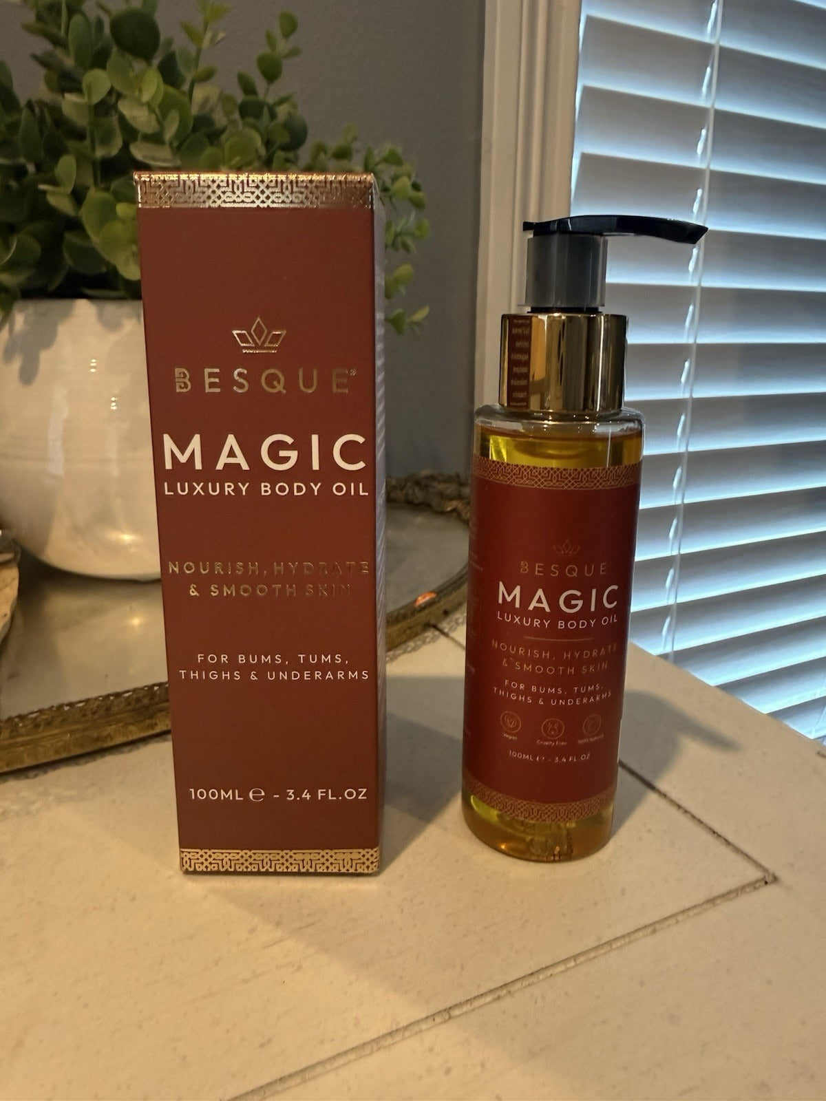 Besque Magic Body Oil for Women 3.38 fl oz – Hydrating After-Shower Body Oil