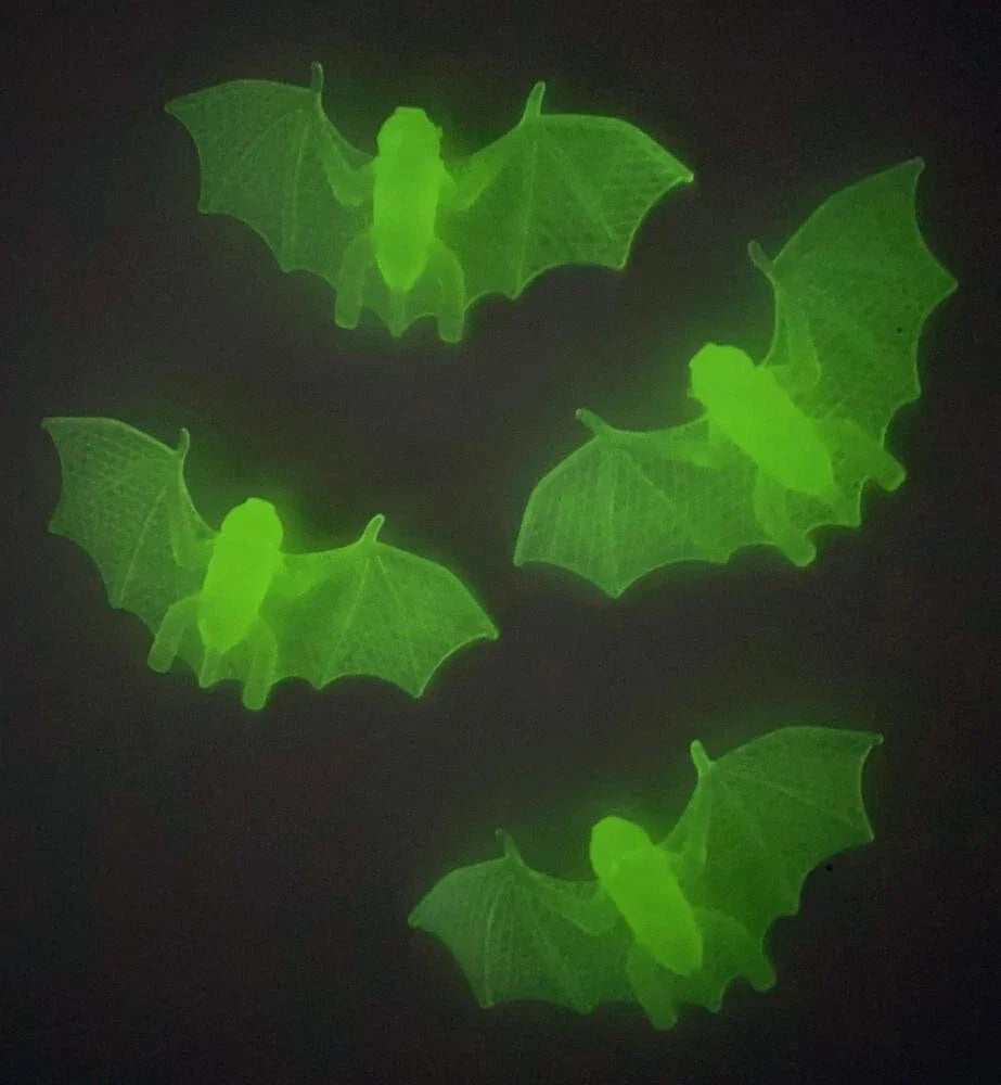 4 Pack Glow in the Dark Halloween Bat Decorations – 12 × 4 cm Night-Glowing Bat Ornaments