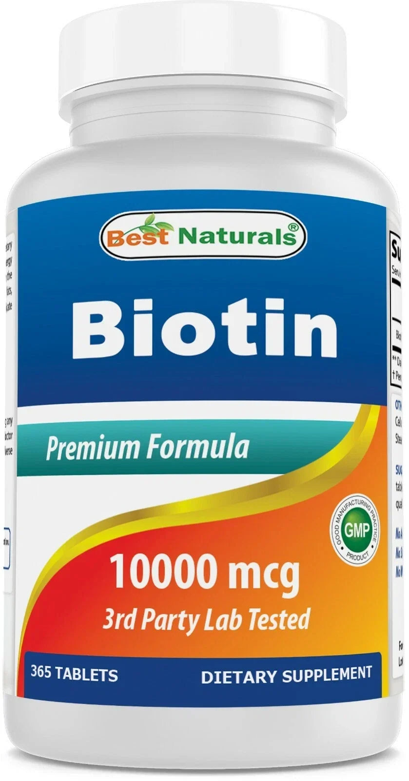Best Naturals Biotin 10000 mcg 10mg 365 Tablets Vitamin B7 Supplement