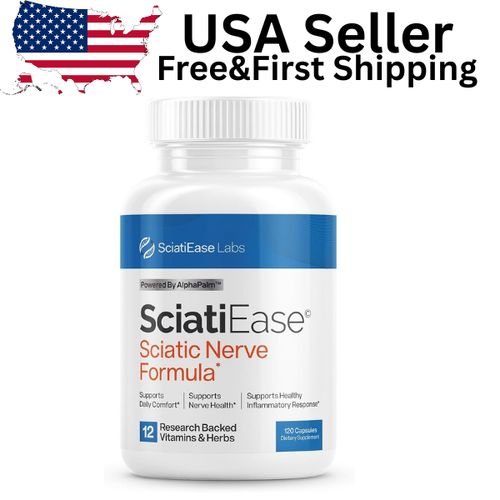 SciatiEase Sciatic Nerve Support AlphaPalm Pea B Vitamins ALA 120 Capsules