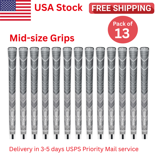 Pack of 13 Golf Pride MCC Plus4 Midsize Grey Golf Grips USA Stock