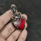 Red Fire Labradorite Pendant – Handmade Copper Wire Wrapped Gemstone Jewelry