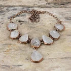 Rainbow Moonstone Rough Electroformed Copper Necklace 18" – Adjustable Chain Crystal Jewelry