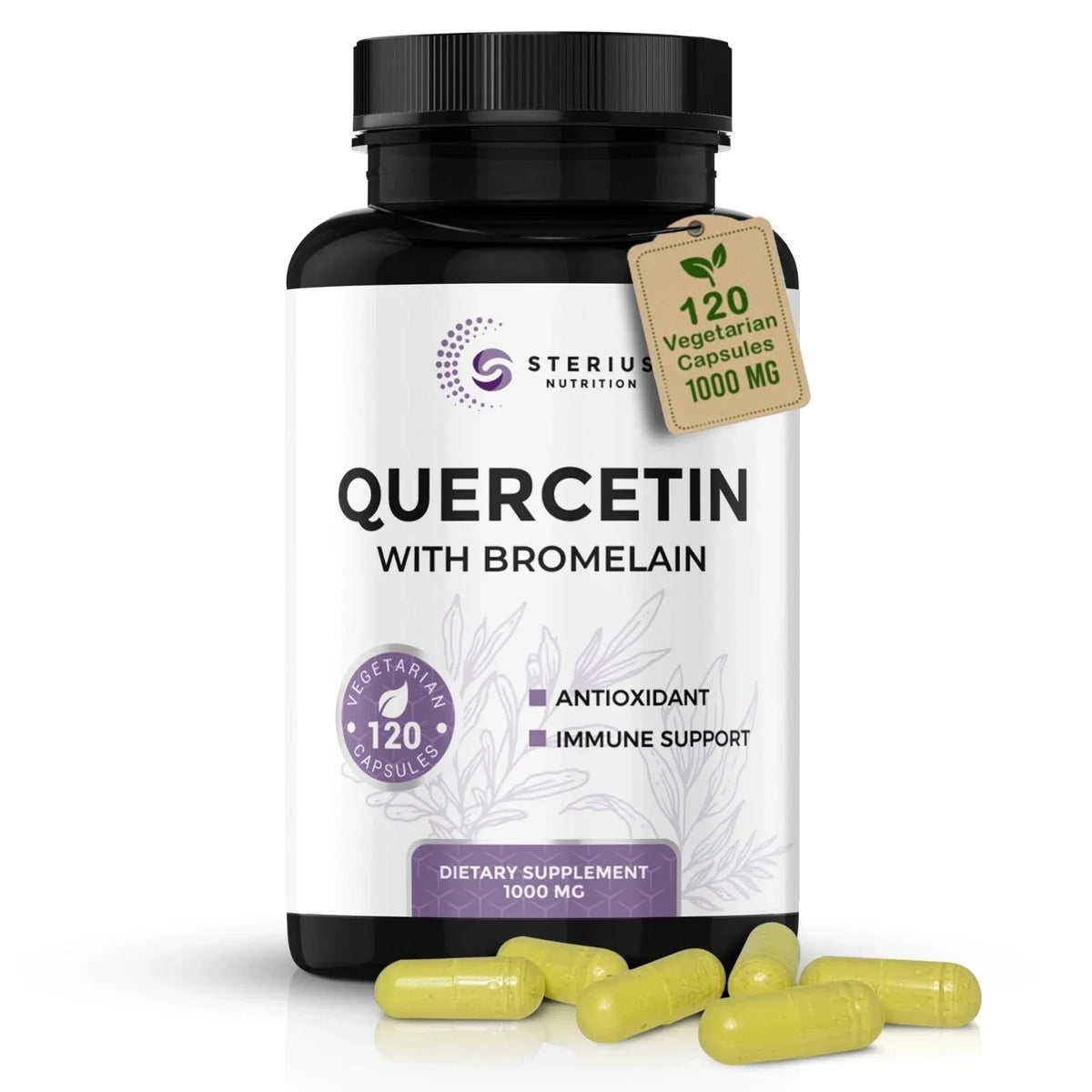 Quercetin with Bromelain 1000mg per Serving, 120 Vegetarian Capsules